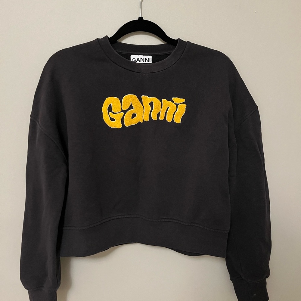 Ganni Black Crew Neck Sweatshirt